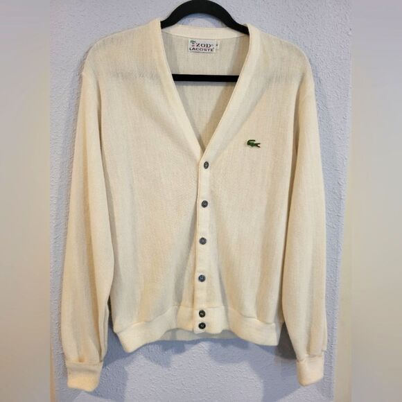 Lacoste Cream Cardigan Sweater - Picture 1 of 10